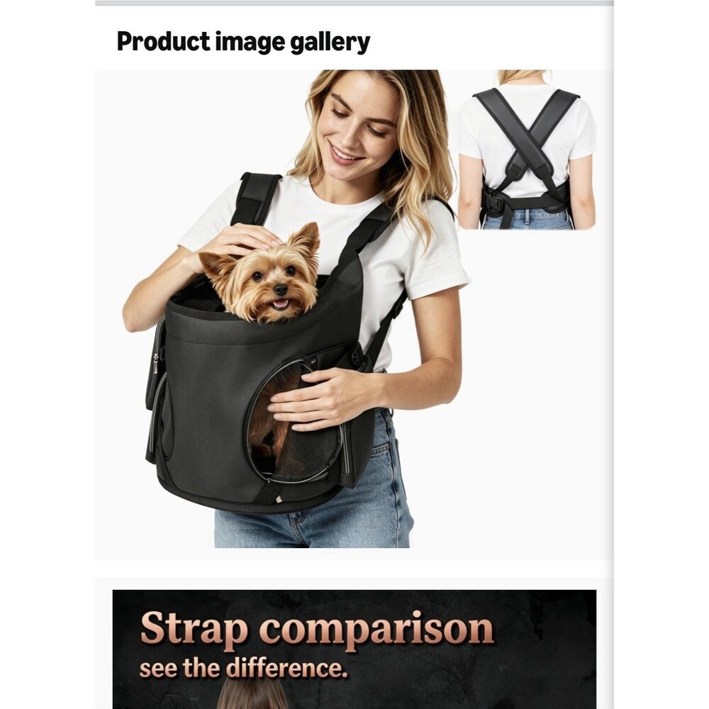 New Small Dog Pet Carrier Black Front Backpack 7-15 lbs.